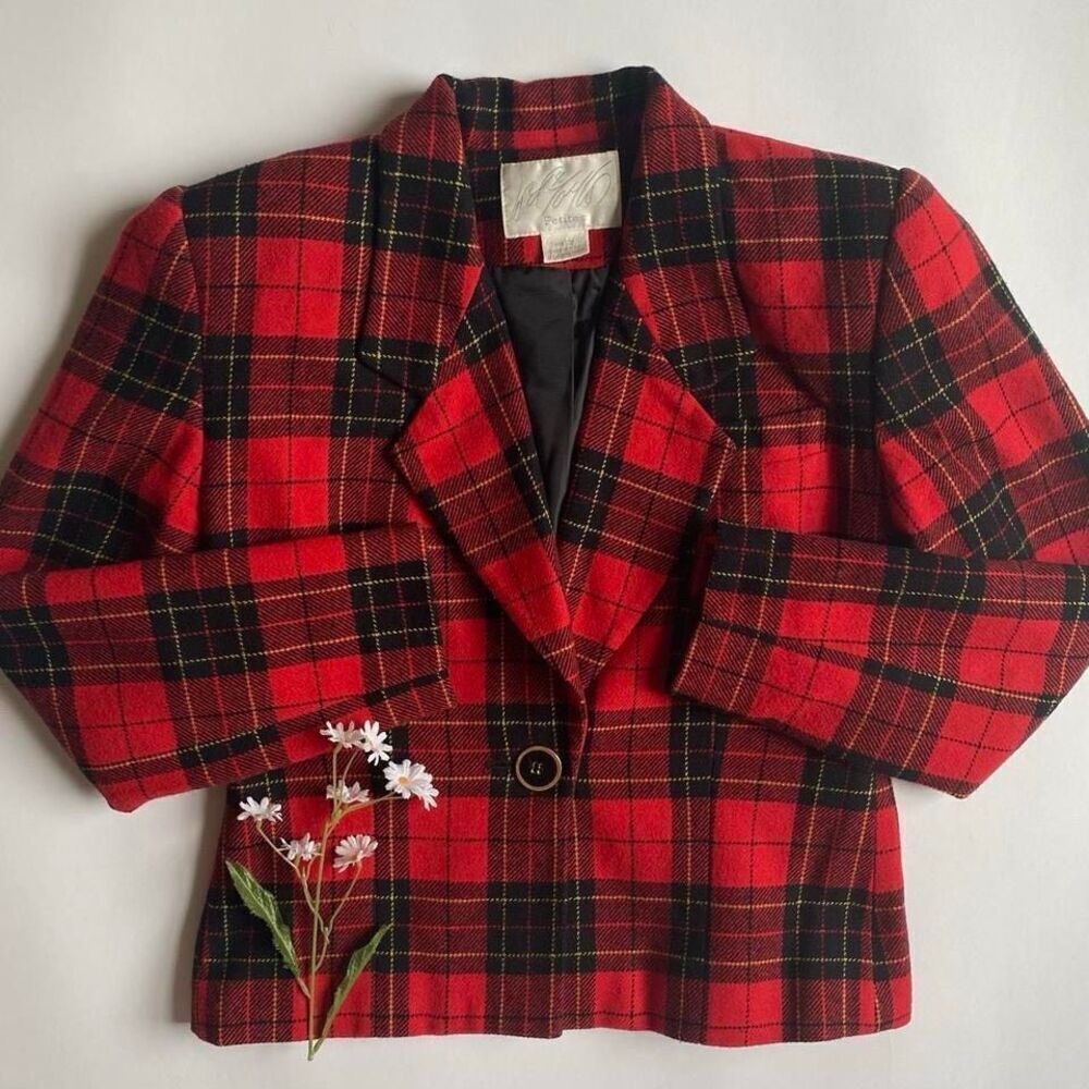 Vintage red plaid blazer